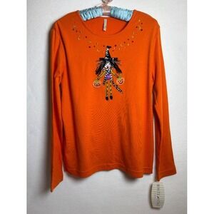 White Stag Little Witch Halloween Long Sleeve Shirt Women's Large NWT